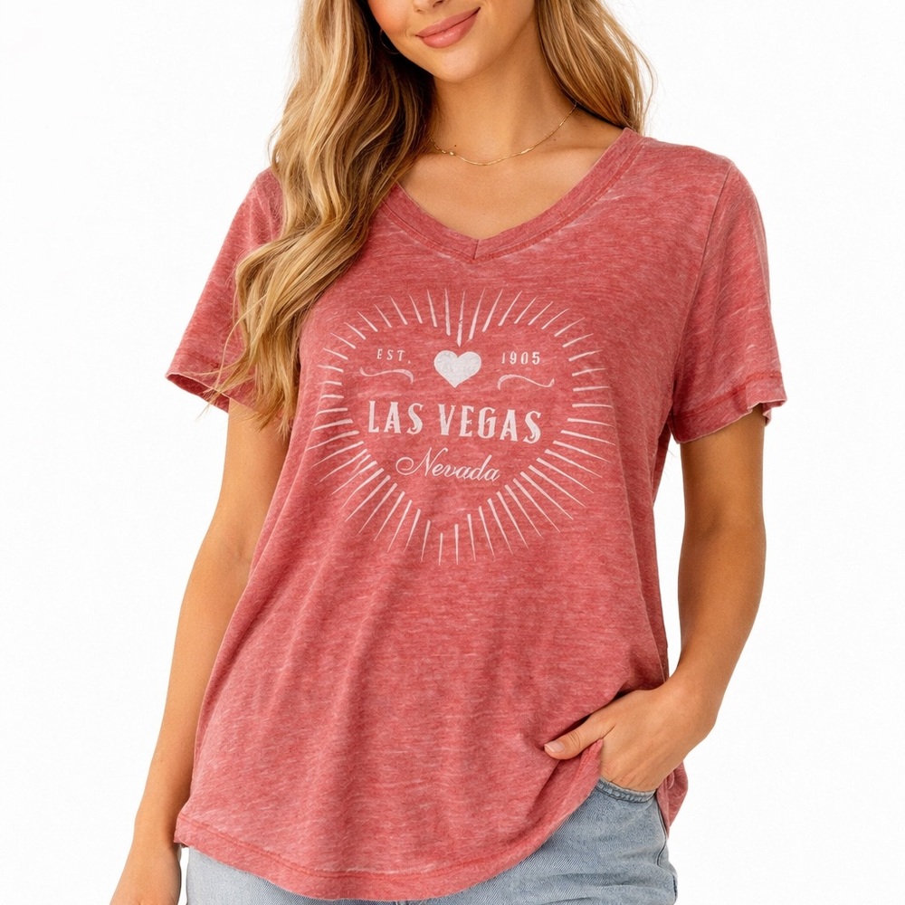 Las Vegas Graphic Red Women's Top L